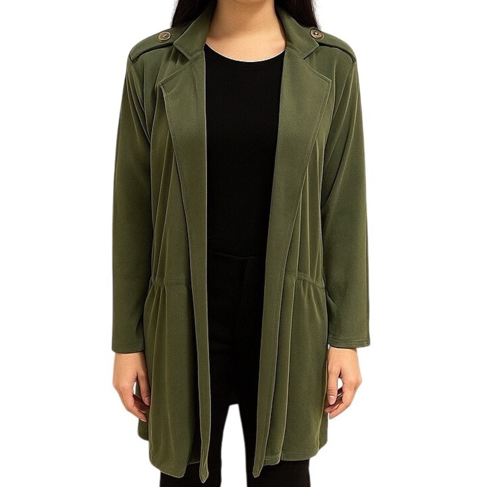 Chico's Traveler Women's Long Sleeve Cinch Waist Green Blazer Jacket Size Large